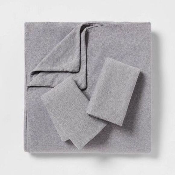 Threshold - Full/Queen Modern Jersey Duvet and Sham Set Gray H Gray - Picture 2 of 4